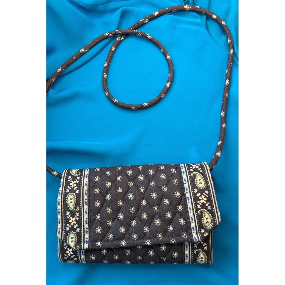 Vera Bradley Nantucket Navy Quilted Crossbody Wallet on a String Paisley Vintage